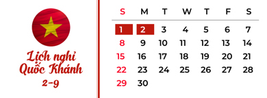 THÔNG BÁO NGHỈ LỄ QUỐC KHÁNH 02/09/2019