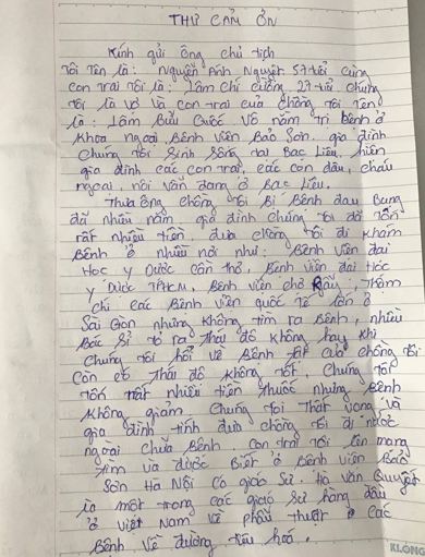 Bệnh nhân Bạc Liêu: 