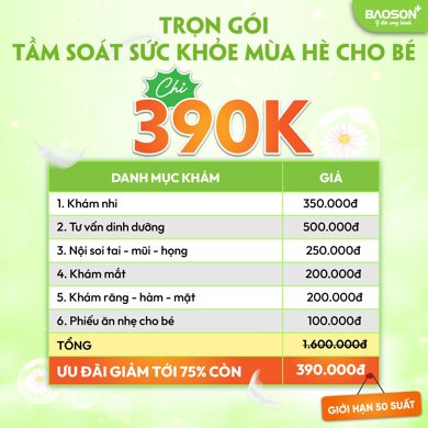 Ngày Hội Khám Nhi Trọn Gói Mùa Hè Chỉ 390K – Kiểm Tra Sức Khỏe Toàn Diện Cho Bé